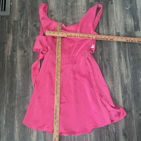 NWT Urban Outfitters Barbie Pink Corset Ribbon Satin Dress XS #barbiecore - Picture 10 of 11